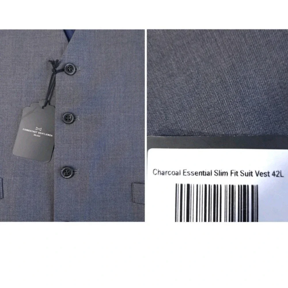 Combatant‎ Gentlemen Men's Charcoal Suit Button Vest 100% Wool 42L Workwear NWT